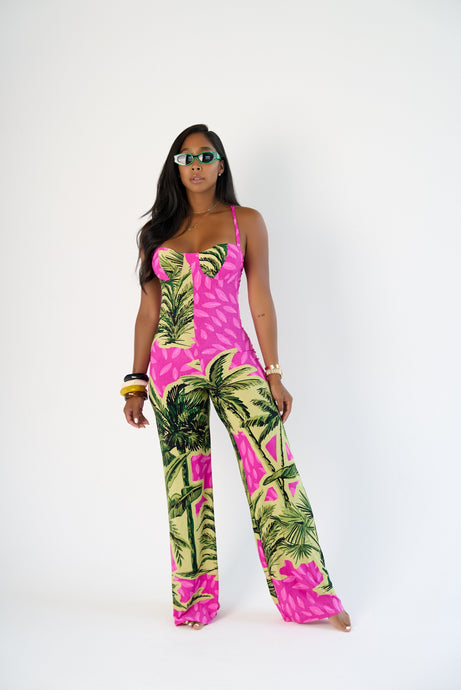 Cute and Trendy Palm tree gurl Jumpsuit