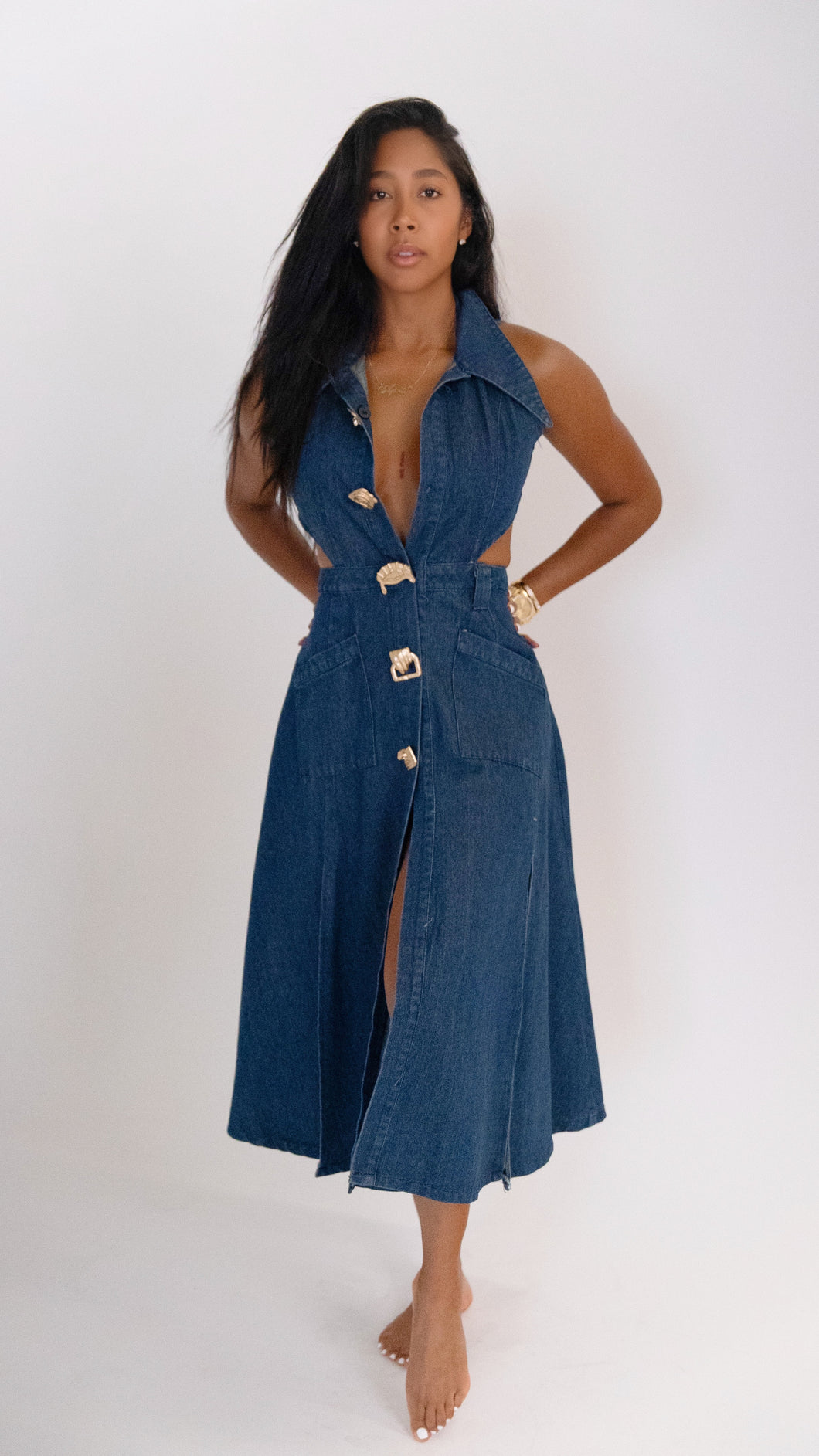 Denim Cutout Dress